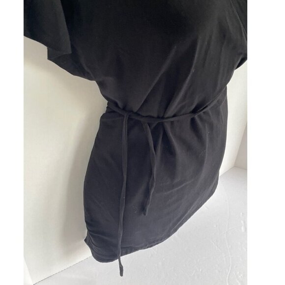 Eileen Fisher Wrap Top Womens Medium Black V-neck Short Sleeve Jersey Boxy - Picture 6 of 8